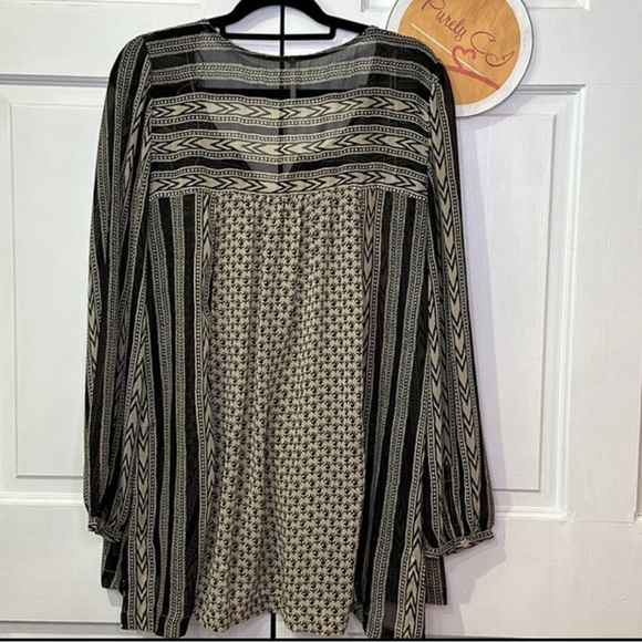 FREE PEOPLE Feather in The Wind tunic sheer tan black Size M - Picture 5 of 12